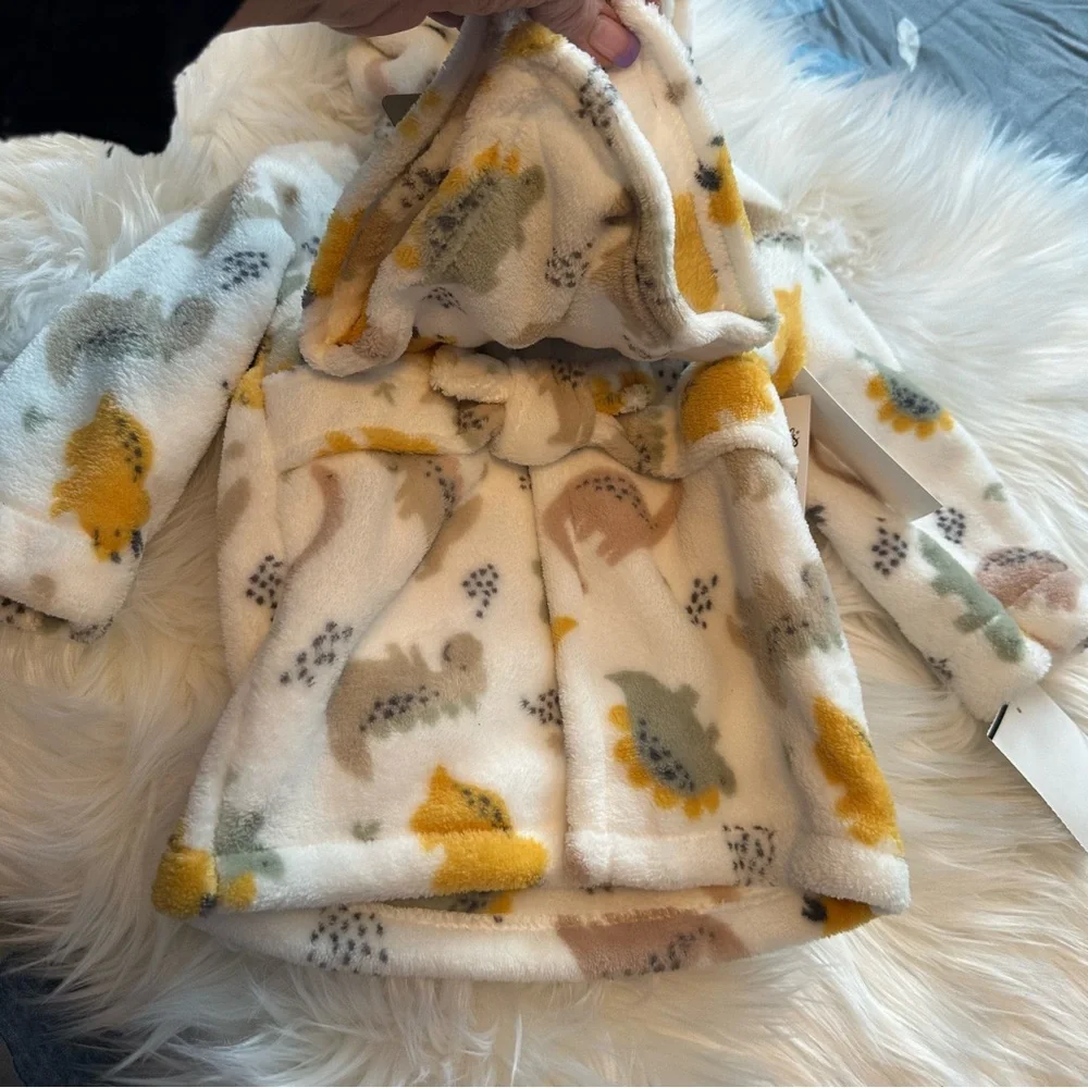 NWT Baby Essentials Dinosaur Plush Robe Set - Picture 3 of 7